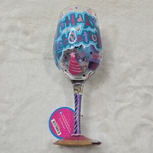 Lolita Party Wine Glass with Pink and Blue Birthday Design NEW